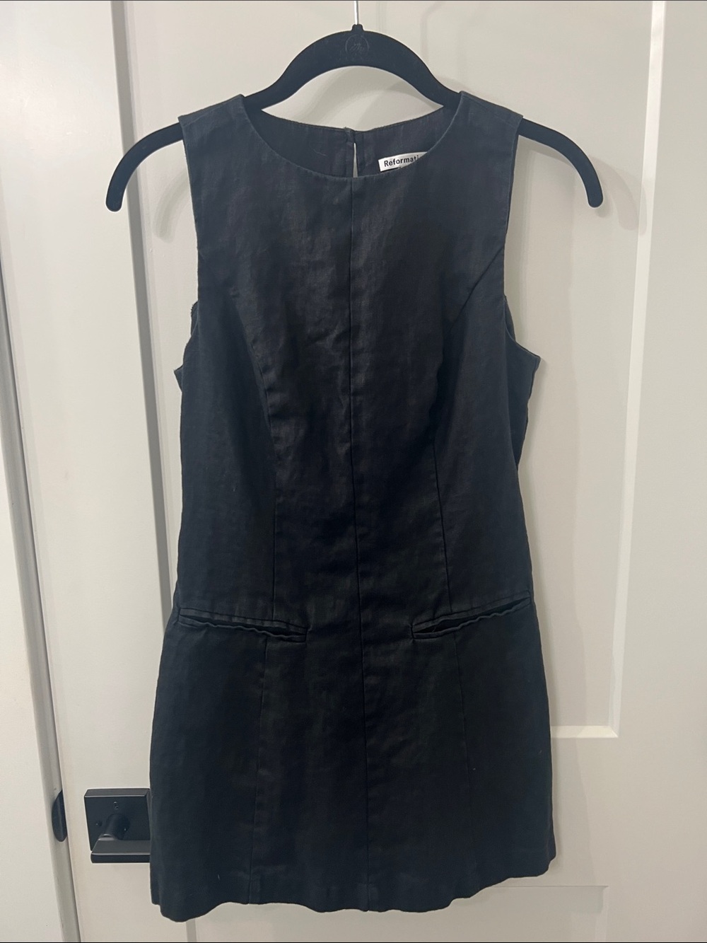 Reformation Black Sleeveless Linen Mini Dress